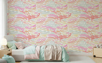 Dynamic colorful streak wall mural, Candy Pastel Strokes, modern graphic product.