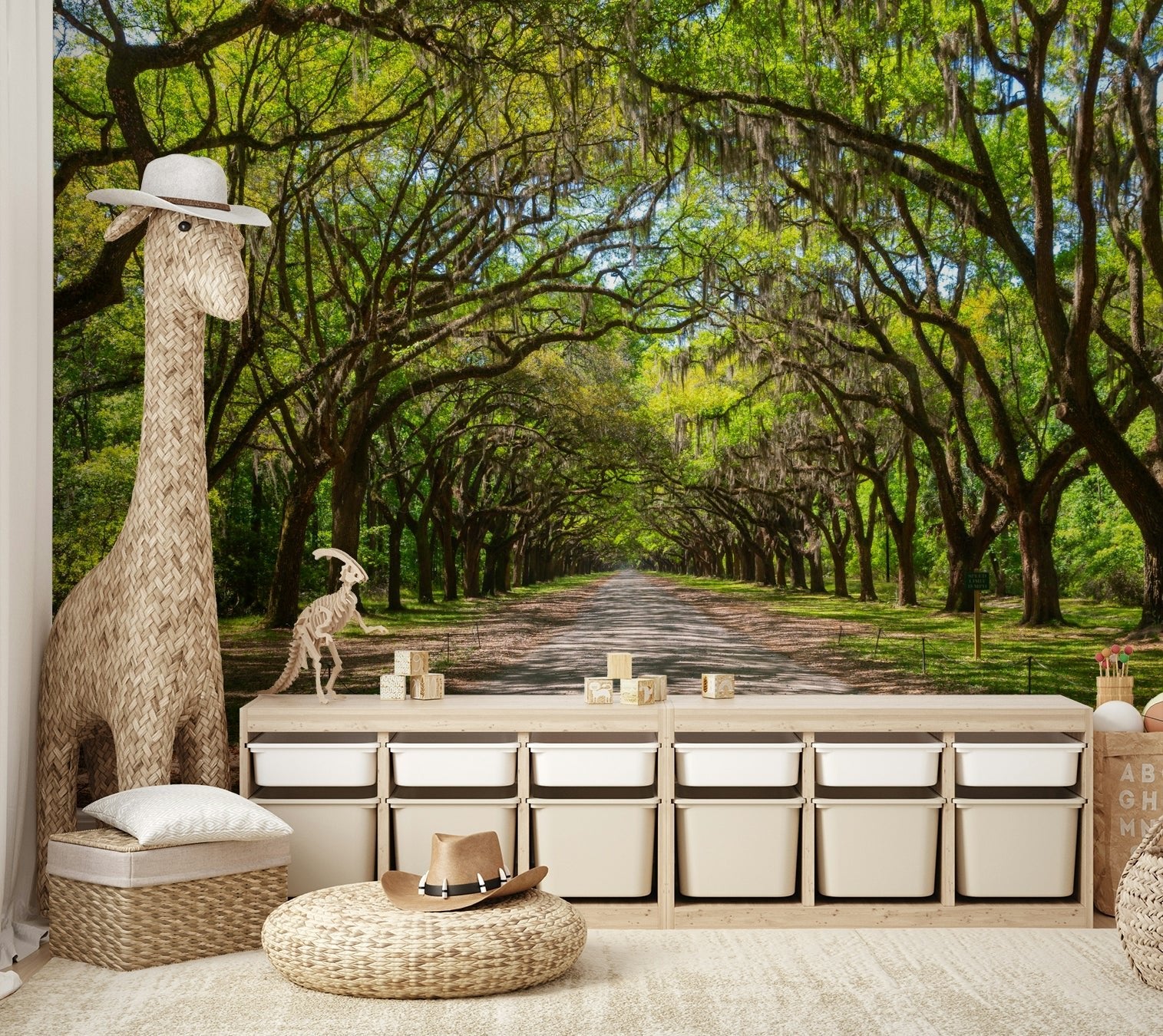 Canopy of oaks wall mural wallpaper
