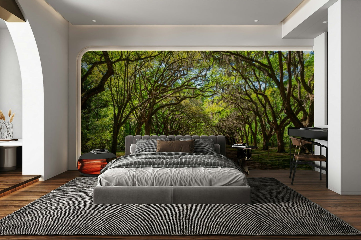 Forest mural with Spanish moss detail
