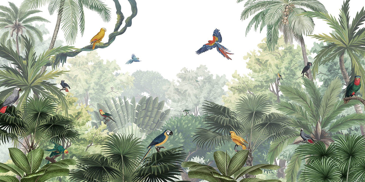 Crupopy jungle natural wallpaper tropical mural in your room — zoomed