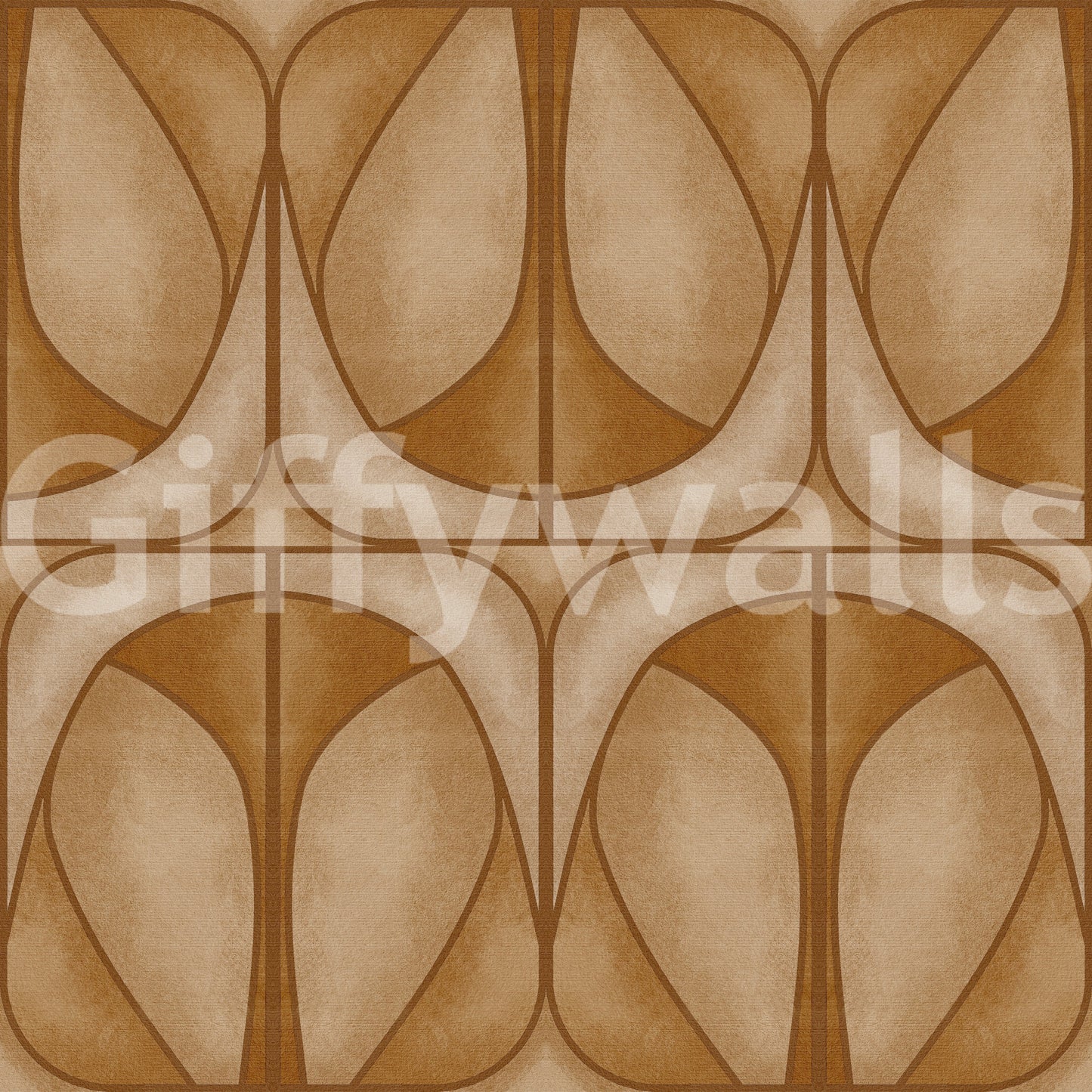 Sophisticated Softy Dèco Geometries Warm Caramel wall mural sleek geometric art.
