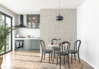 Whimsical Cat Sketch Wall Mural – Decorative wallpaper with charming hand-drawn cat illustrations.