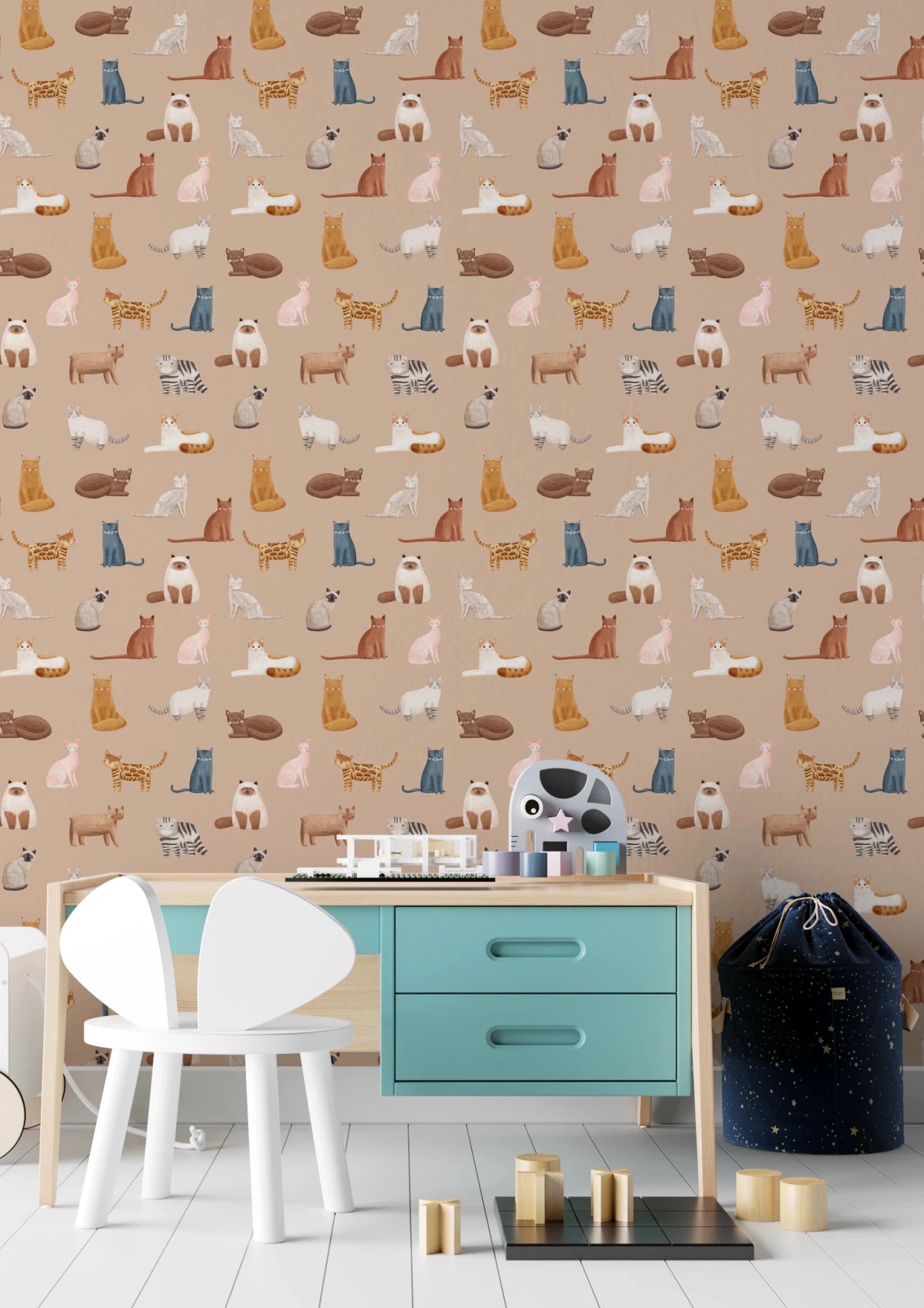 Cats Galore in toffee color Wallpaper⁠