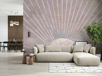 A beautiful modern cloud wall mural for a living room.