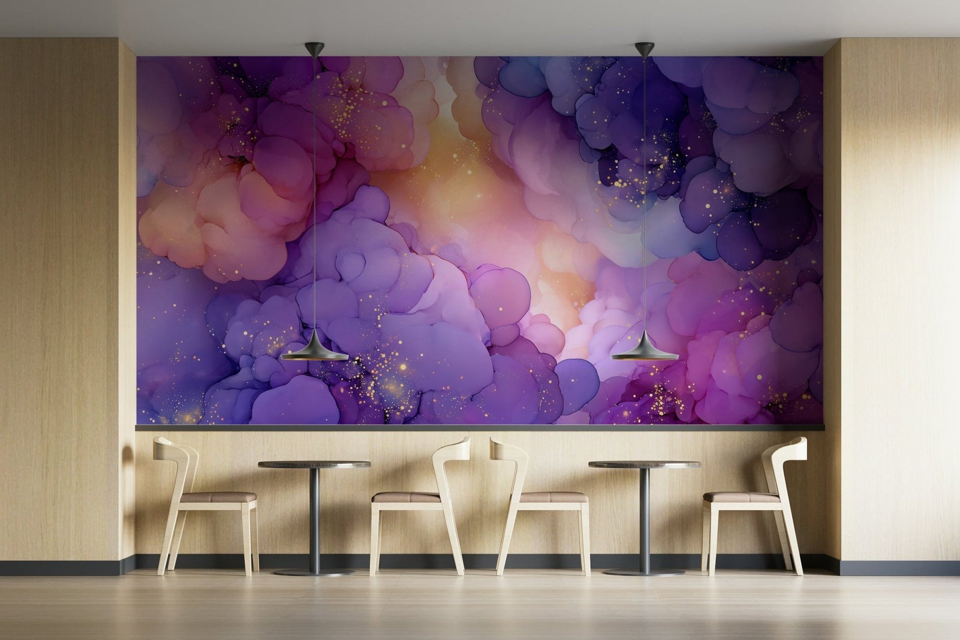 Dreamy wall mural with cloud layers

