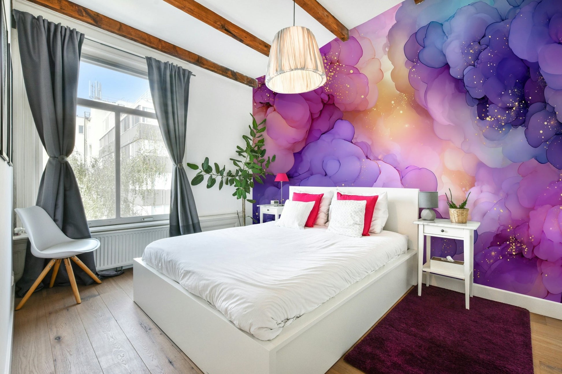 Peaceful cloud mural wallpaper for bedroom

