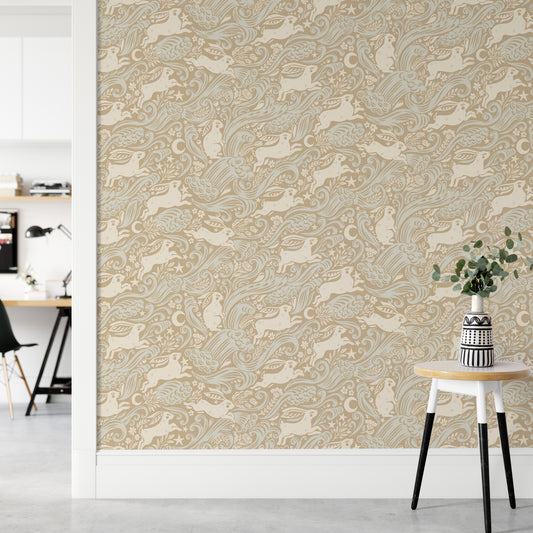 Celestial Sea Rabbit in Gold Square Wallpaper⁠