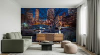 Glowing buildings Central Park at Night wall paper