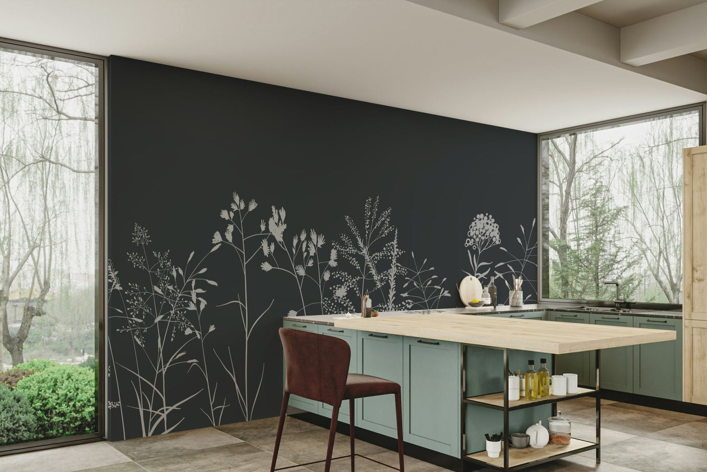 The image shows an artistic impression of a serene floral scene.

