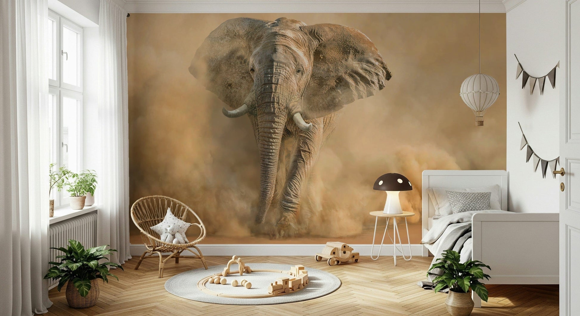 Dust Storm Charge Wallpaper — abstract storm textures creating a dramatic, energetic interior.