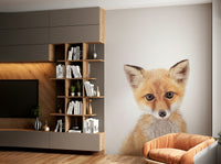 Cartoon-style fox cub mural for children’s space

