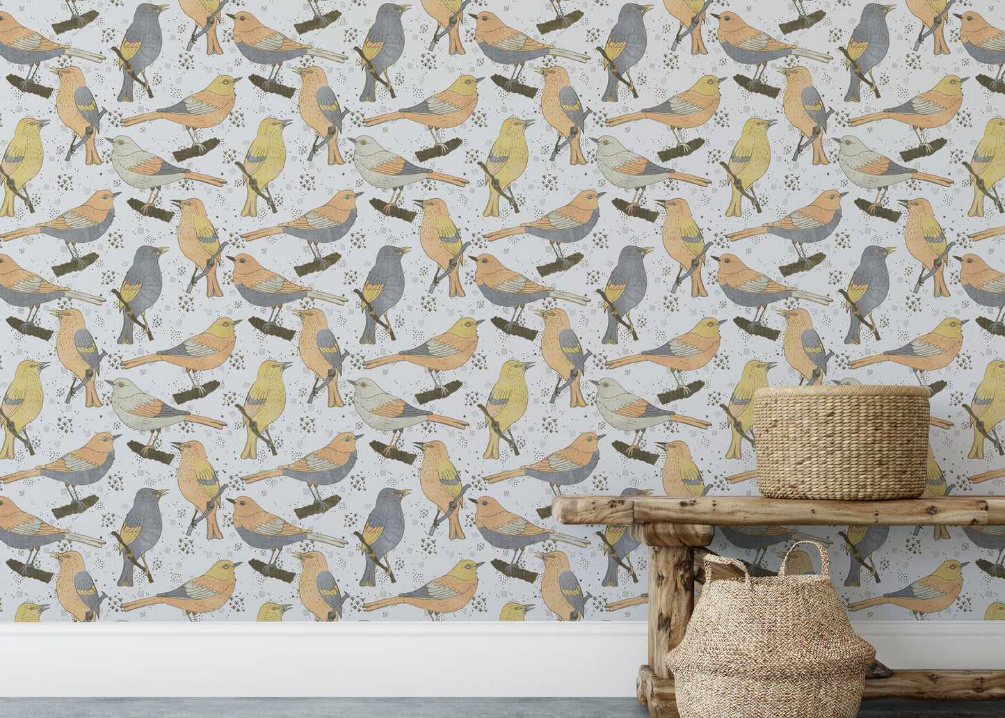 Birds Golden and Gray Wallpaper