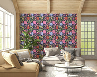 Bloomscape spring flowers wallpaper perfect for brightening bedrooms or living rooms.