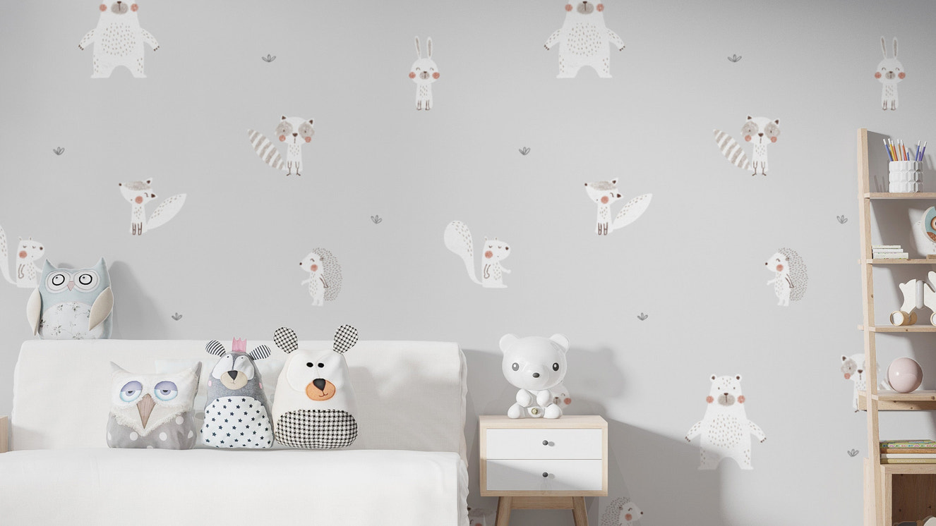 Forest Animals Gray Wallpaper For Walls
