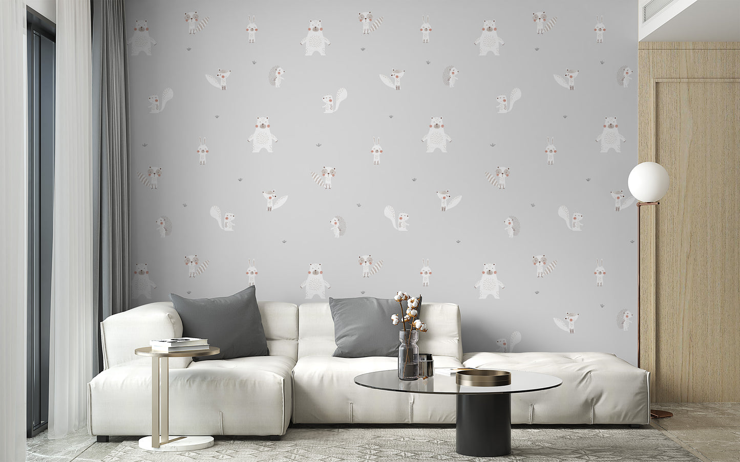 Forest Animals Gray Wallpaper For Walls