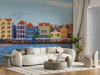 This Charming Harborfront Buildings Wall Mural shows European style structures.