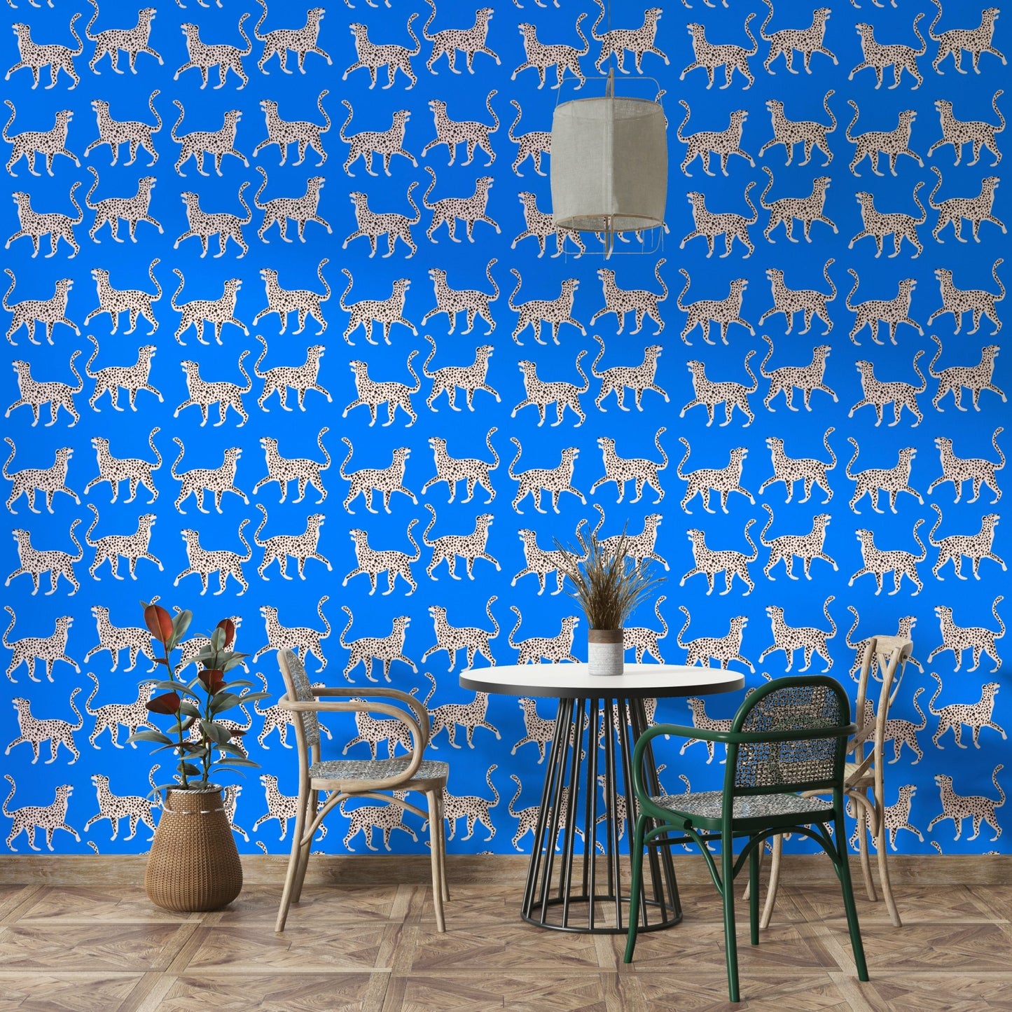 Bold cheetah motif wallpaper for accent walls

