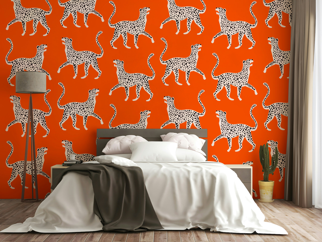 Cheetah chic wall mural with bold animal print

