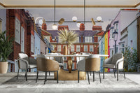 The mural has a historical, chic feel.

