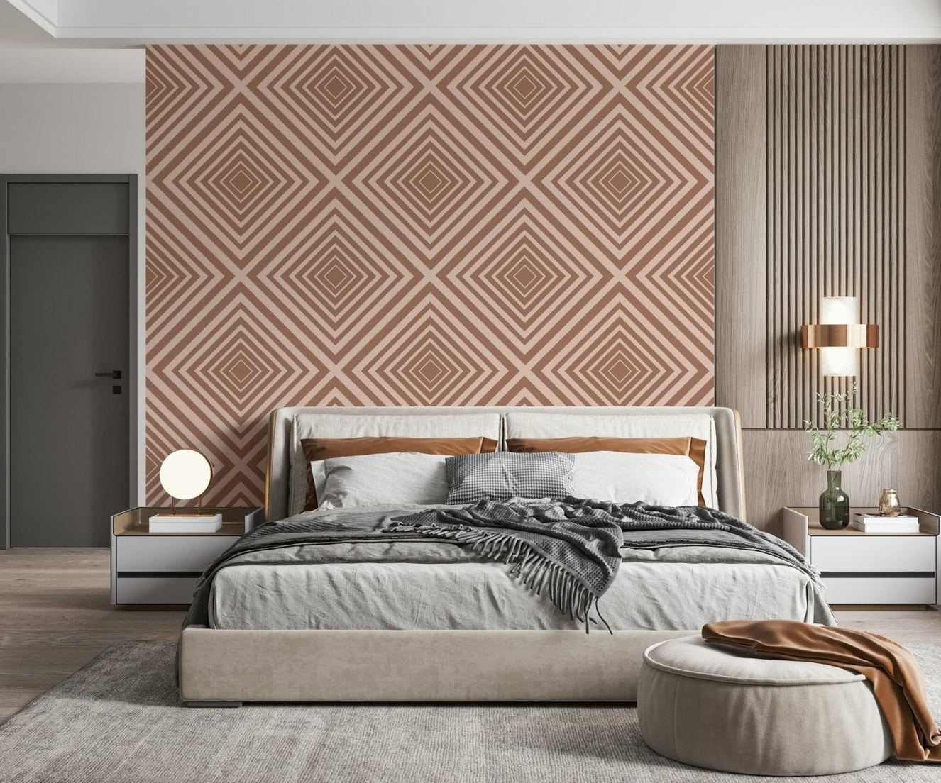 Contemporary Chic wall mural, dynamic visual effect, subtle color.
