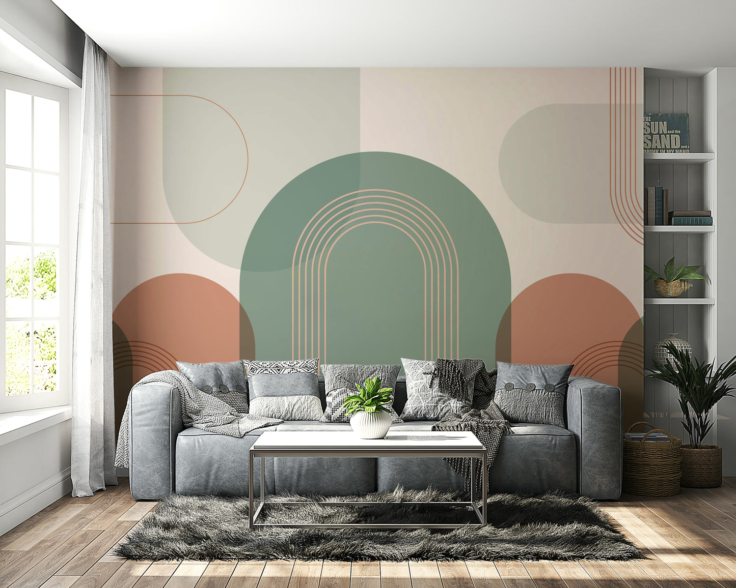 Abstract arch shapes wall mural

