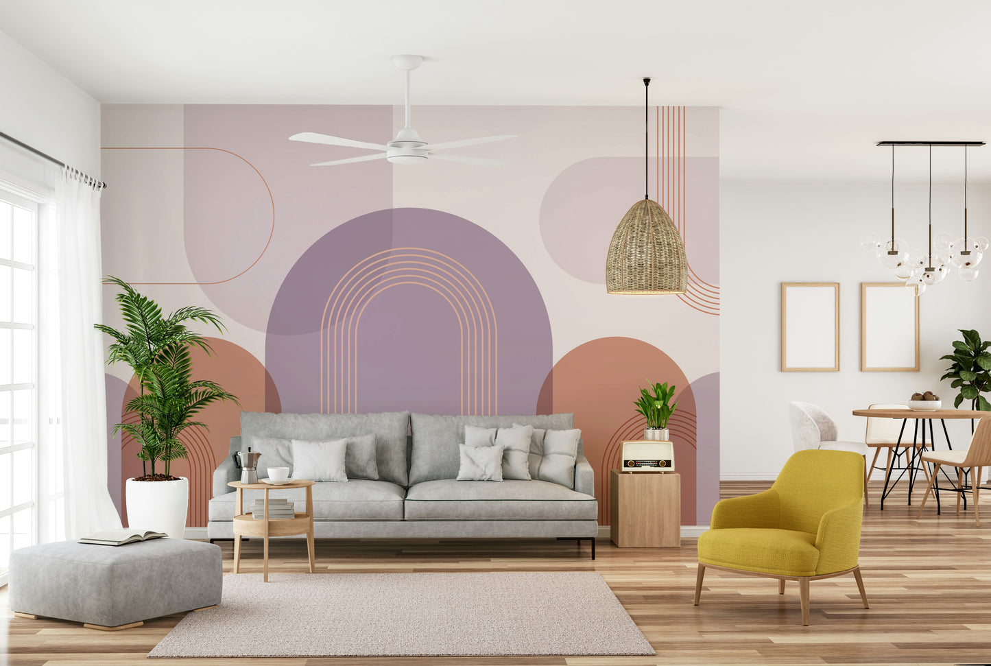 Retro arch design in muted tones

