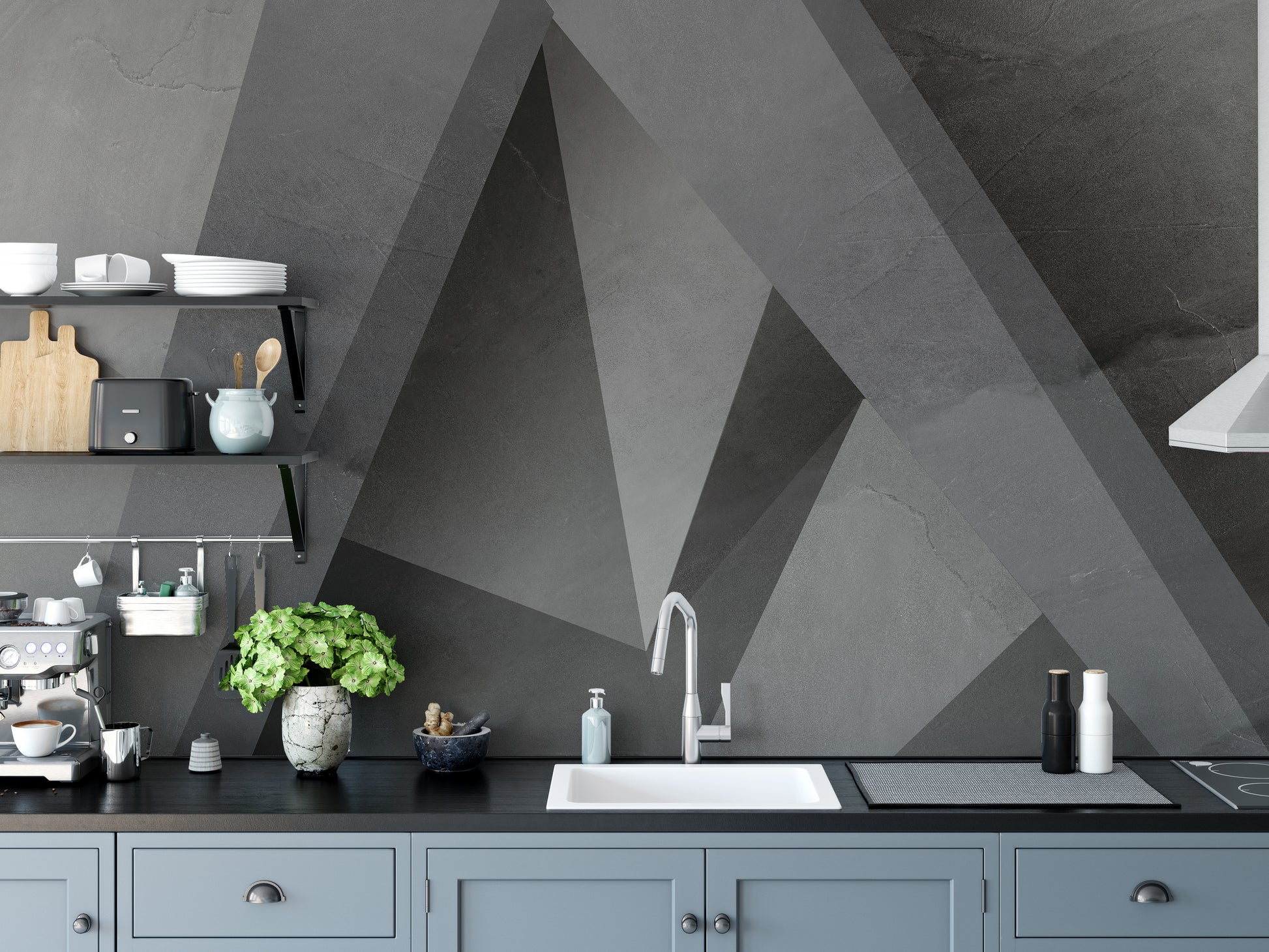 Geometric Monochrome Patterned Wallpaper Mural - Giffywalls