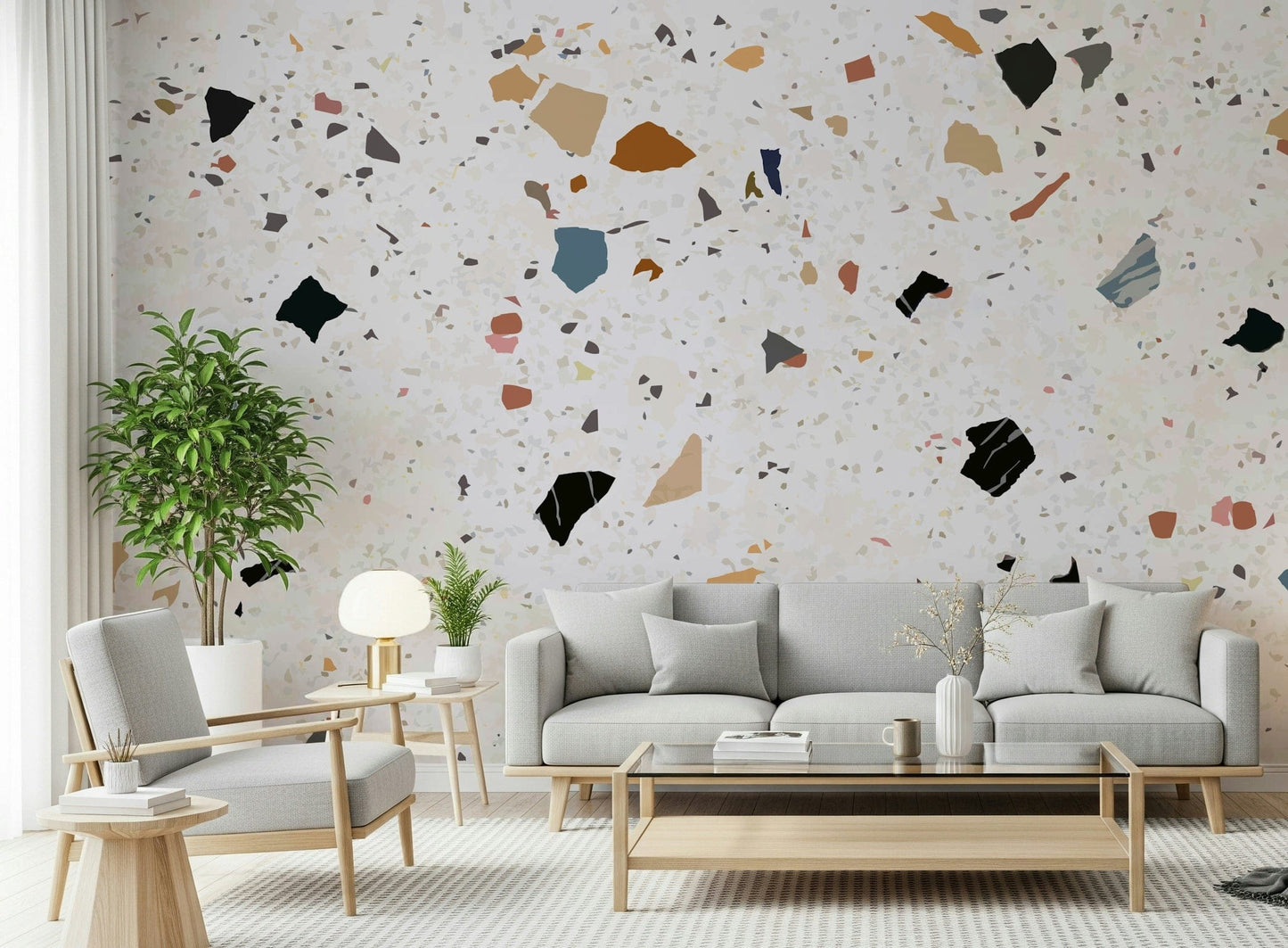 High-quality marble stone terrazzo wallpaper, unique visual depth.