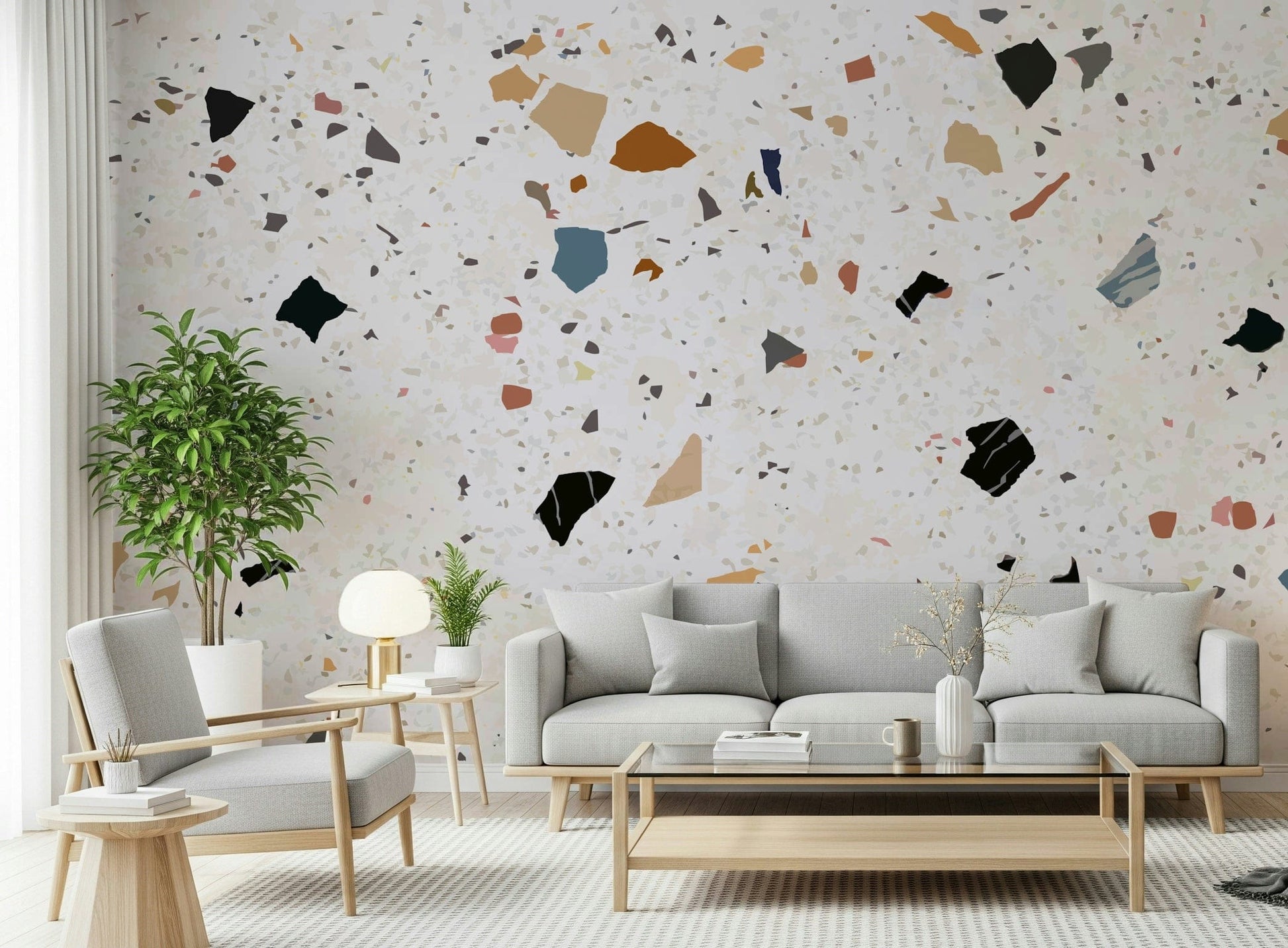 High-quality marble stone terrazzo wallpaper, unique visual depth.