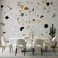 Speckled terrazzo texture wallpaper, bright contemporary finish.