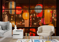 Japanese-style paper lantern mural for walls

