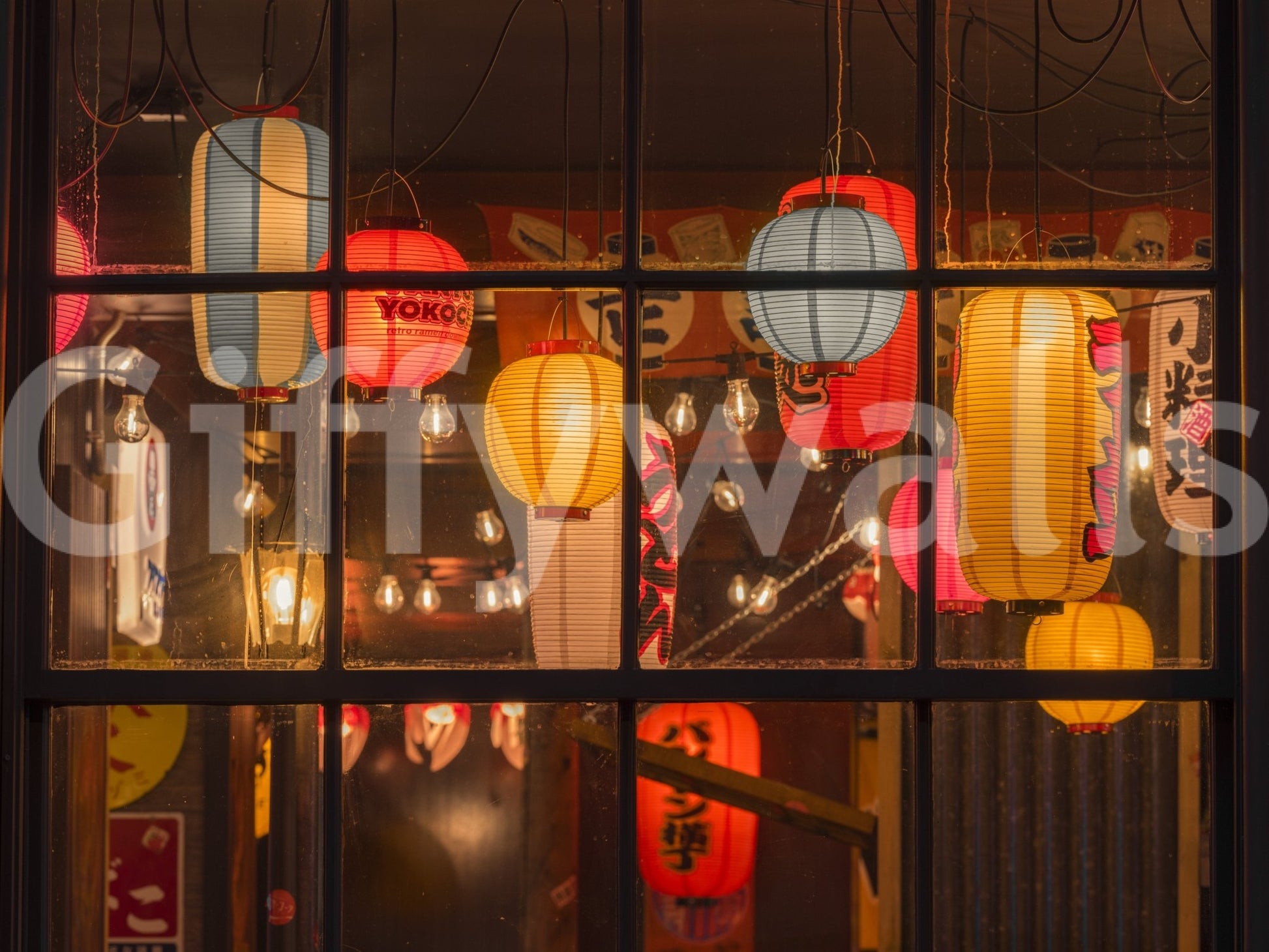 Night lantern shop wall mural design

