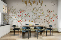 Chinoiserie Cranes artistic wall mural
