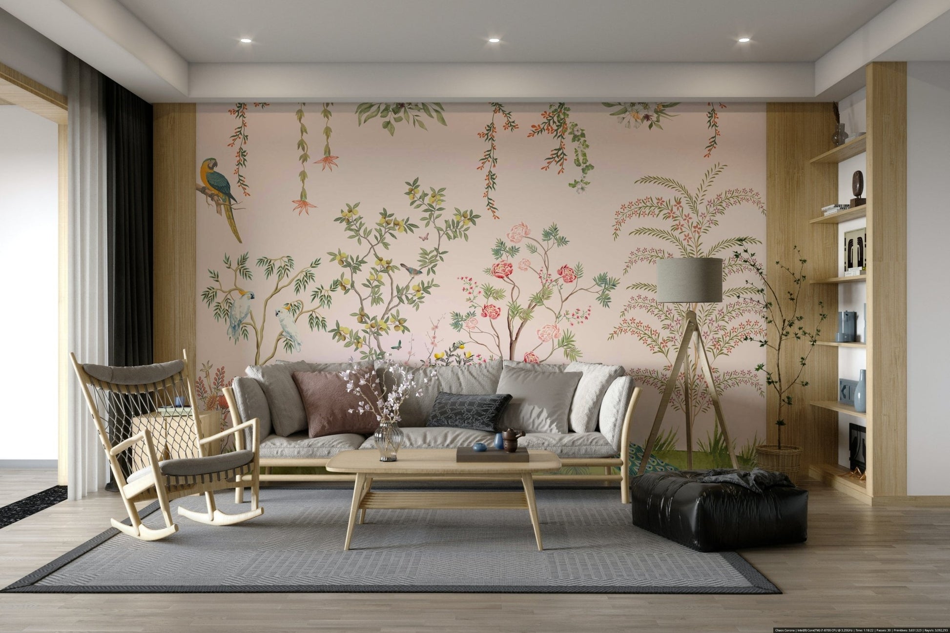 Chinoiserie Garden Wallpaper Mural Wall Mural