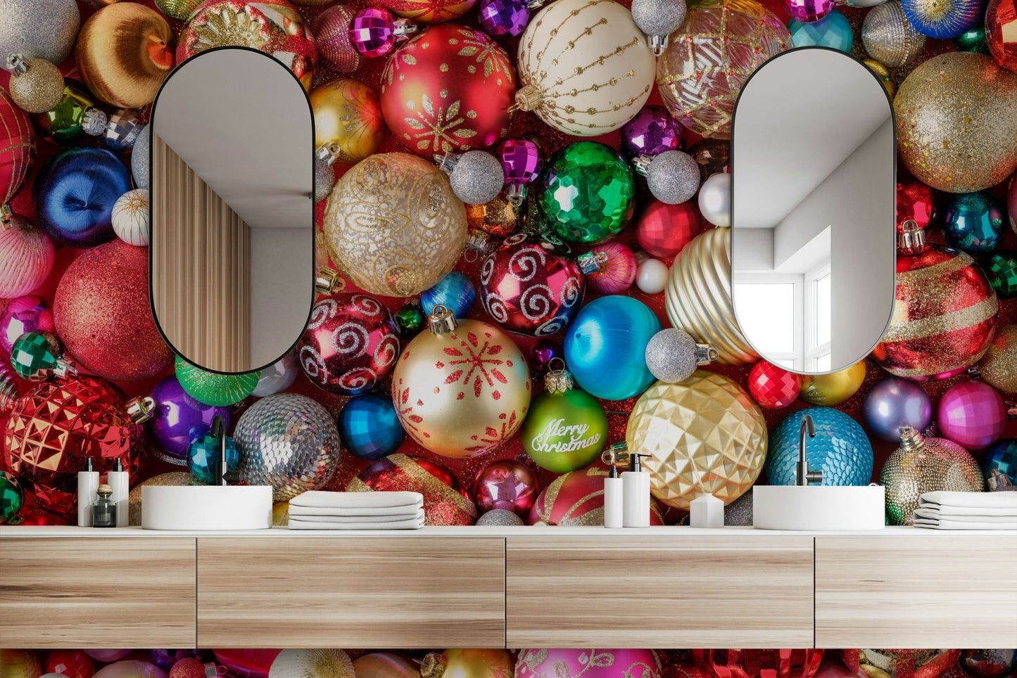 Shiny Christmas ball mural wallpaper


