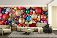 Baubles mural with Merry Christmas ball

