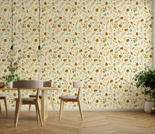 Christmas wallpaper with botanical foliage design

