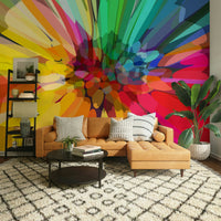 Abstract mural of swirling, vibrant paint effects

