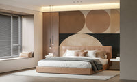 A graceful subtle geometric wall mural in cool, natural tones.

