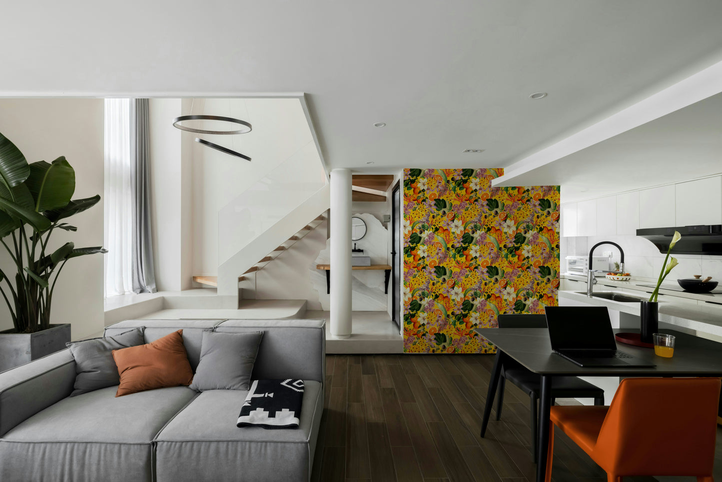 Citrus Blossom Burst wallpaper with bright orange and yellow flowers

