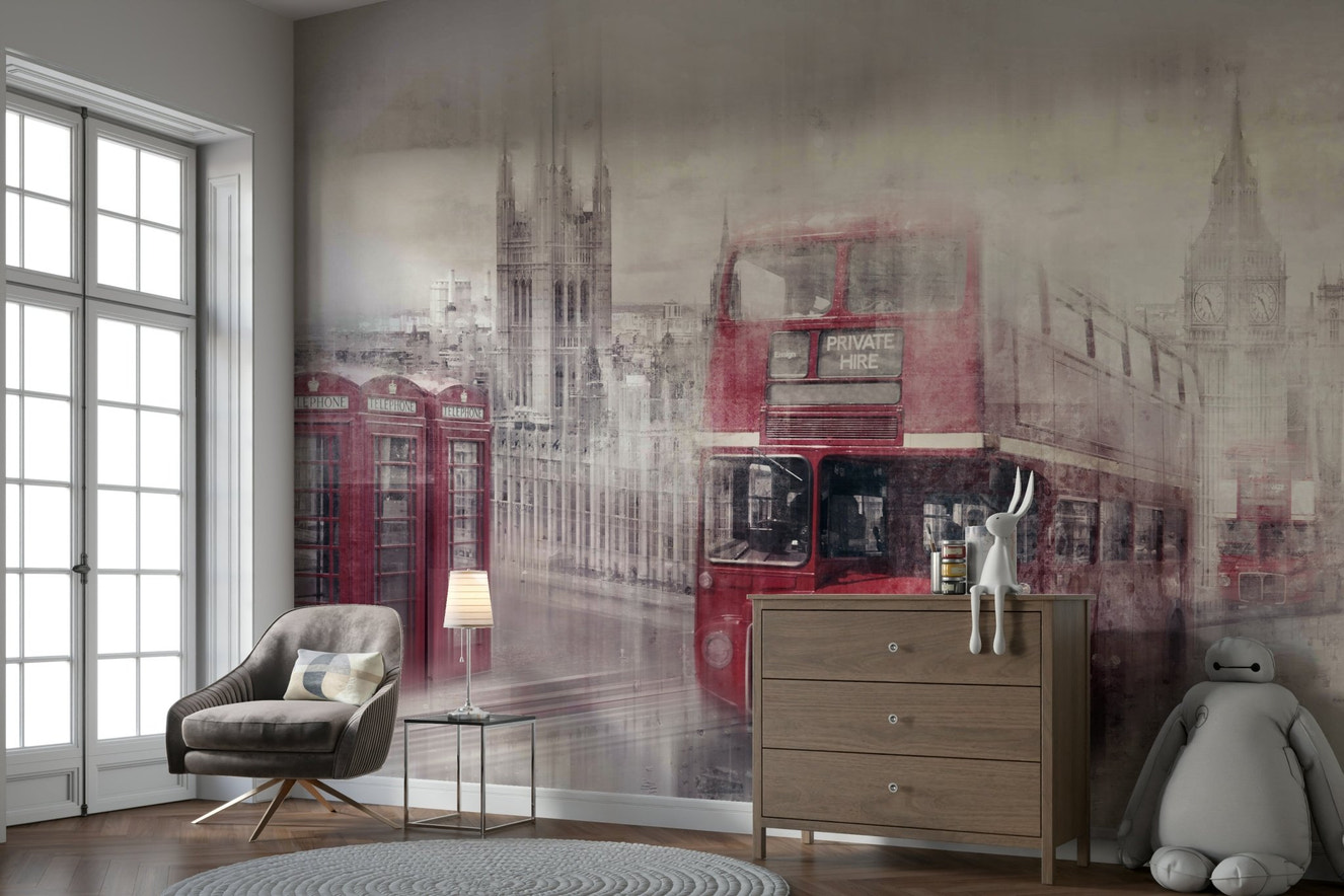 City-Art LONDON Westminster Collage Wall Mural with Big Ben

