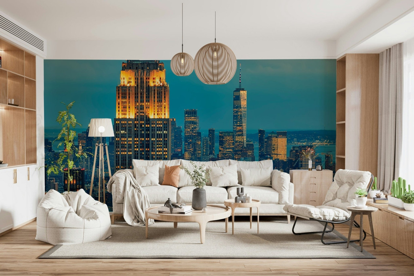 Empire State Building City Lights at Dusk wallpaper mural