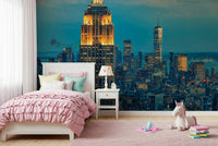 City Lights at Dusk wallpaper mural Manhattan skyline view