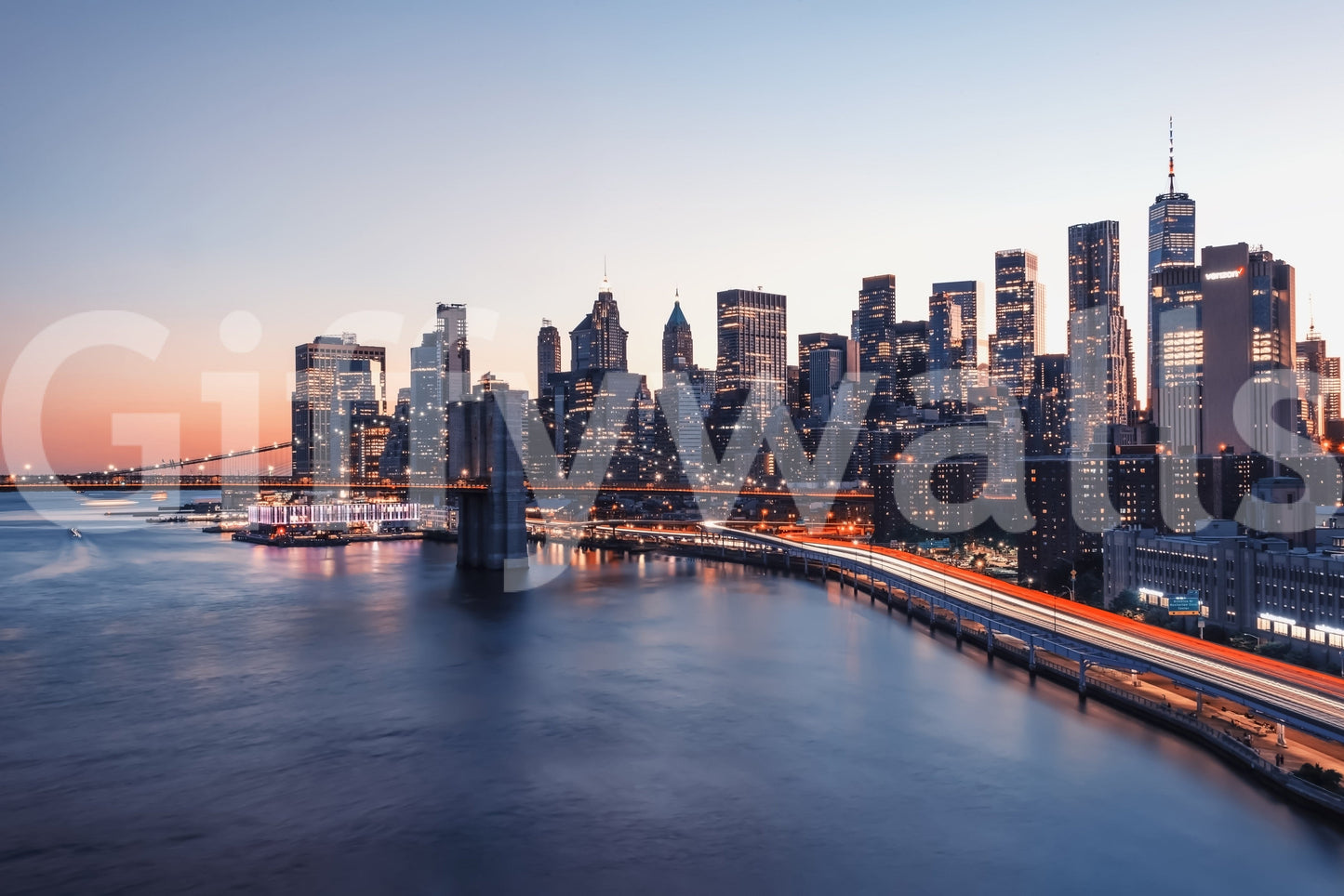 Electric urban glow City Lights Dusk wallpaper mural