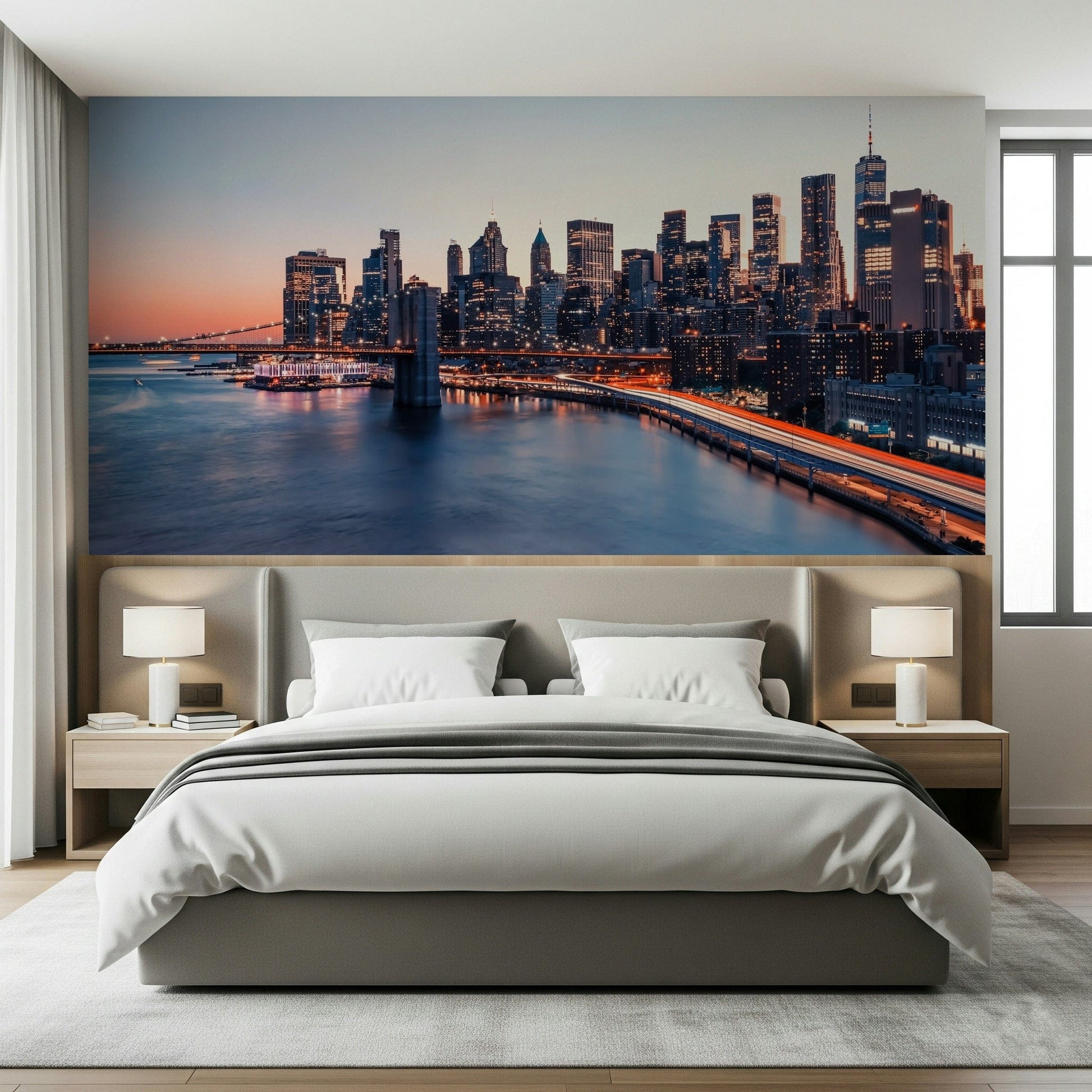 Luminous cityscape City Lights Dusk peel and stick wallpaper
