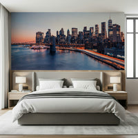 Luminous cityscape City Lights Dusk peel and stick wallpaper