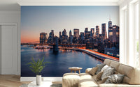 Urban horizon City Lights Dusk peel and stick wallpaper