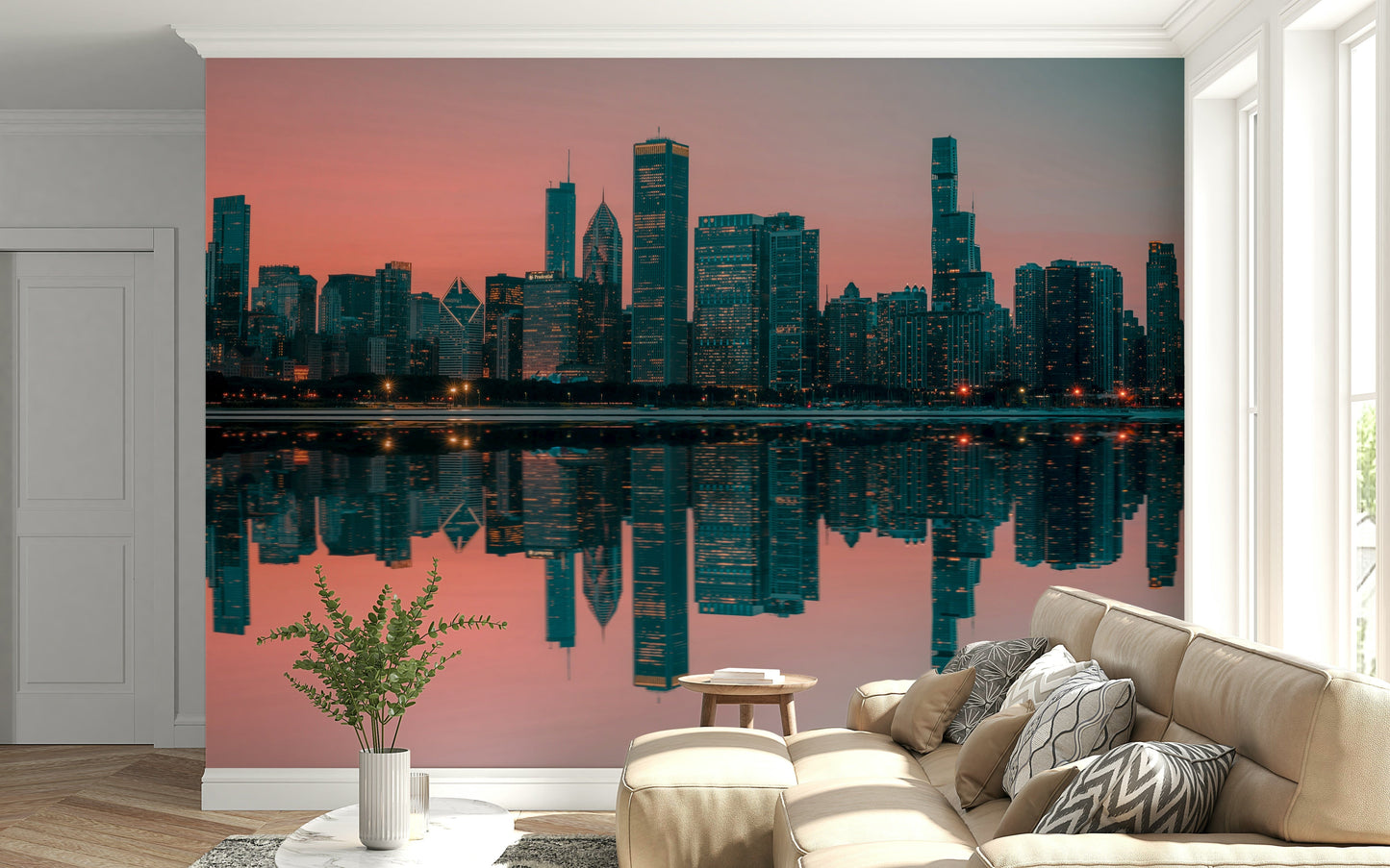 City Lights Reflected Wall Mural -2598150
