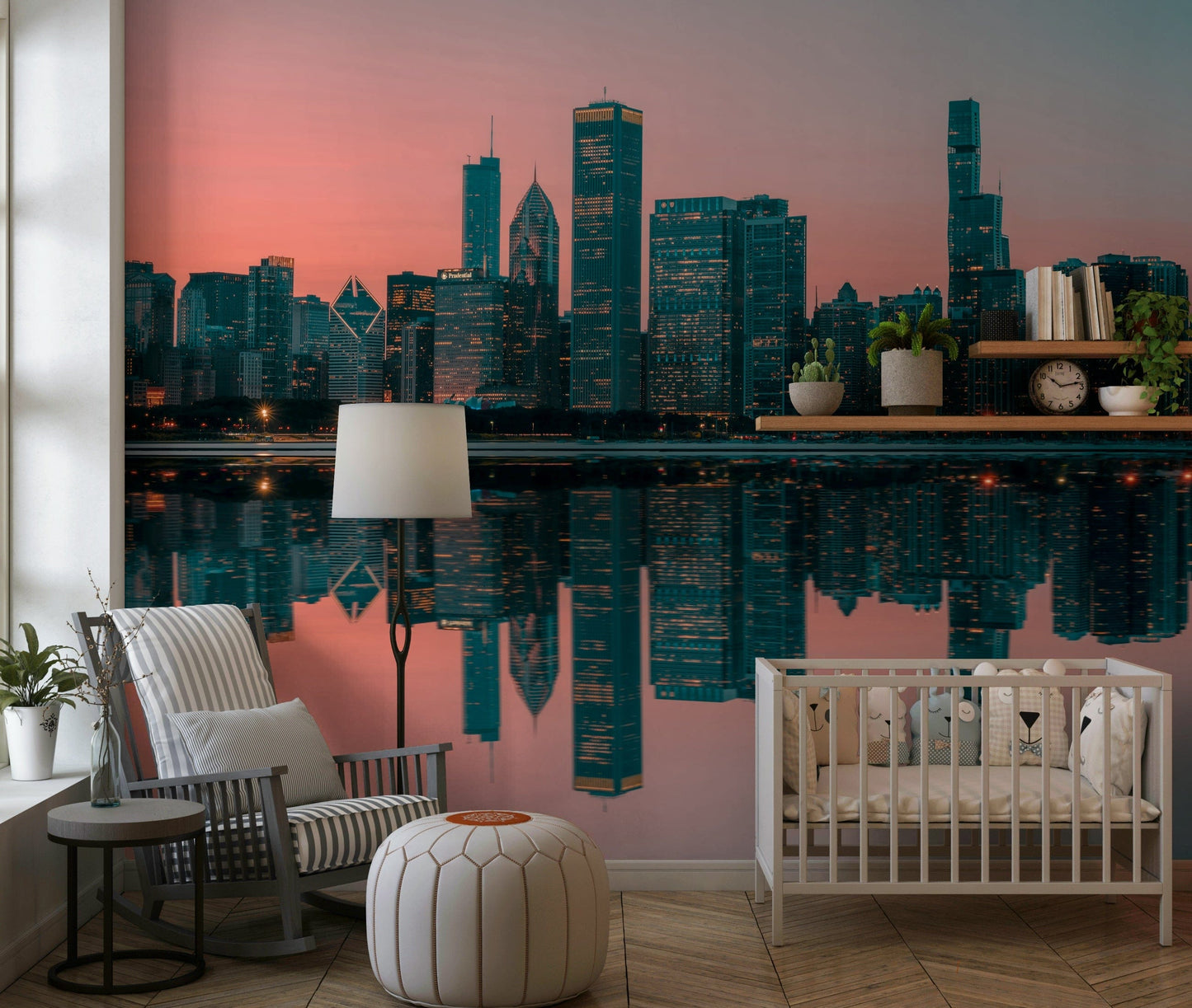 City Lights Reflected Wall Mural -2598150