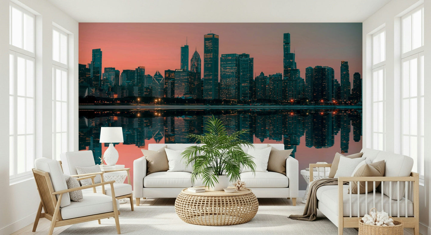 City Lights Reflected Wall Mural -2598150